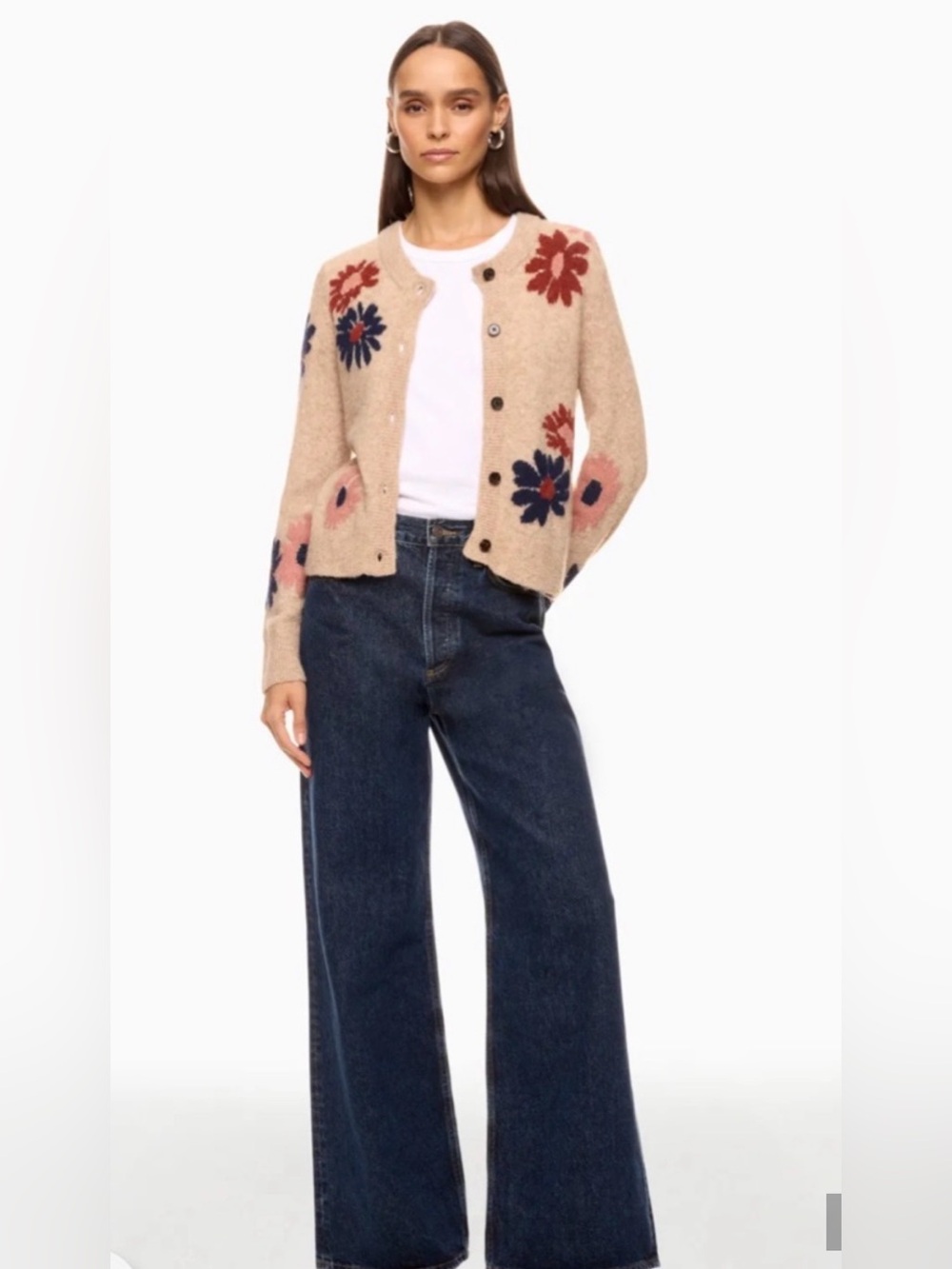 Rails Millie Floral Wool Blend Cardigan Mauve Meadow Size XL